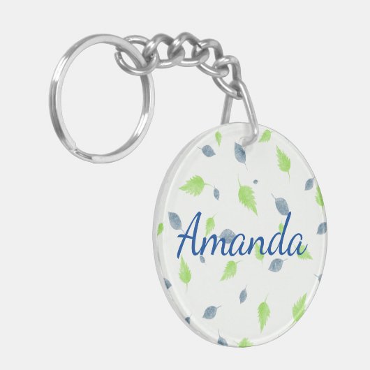Porte-clés Pattern Blue & Green Leaves (Devant gauche)