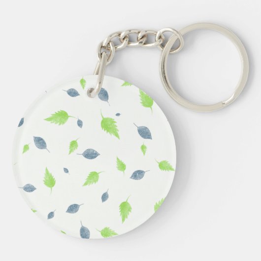 Porte-clés Pattern Blue & Green Leaves (Dos)