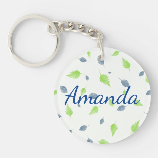 Porte-clés Pattern Blue & Green Leaves (Devant)