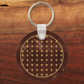 Porte-clés Pattern Leather Brown et Gold Damask (Recto)