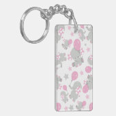 Porte-clés Pattern of Elephants, Cute Elephants - Pink Gray (Devant gauche)