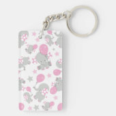 Porte-clés Pattern of Elephants, Cute Elephants - Pink Gray (Dos)