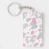 Porte-clés Pattern of Elephants, Cute Elephants - Pink Gray (Devant)