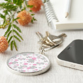Porte-clés Pattern of Elephants, Cute Elephants - Pink Gray (Côté)
