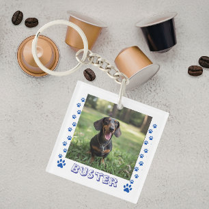 Porte-clés Pattes de photo de compagnie bleue personnalisée