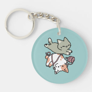 Porte-clés Pattes et Jeux – Illustration de Chat Adorable