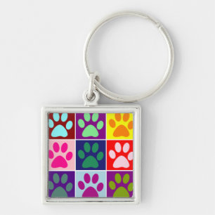 Porte-clés Pattes multicolores dans des carrés multicolores