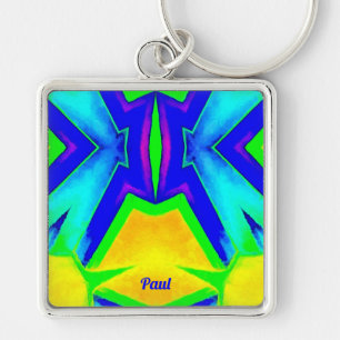 Porte-clés PAUL~ Bleu Vert et Jaune ~