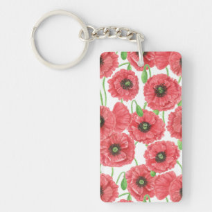 Porte-clés Pavot aquarelle motif floral