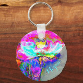 Porte-clés Pavot rose -monogramme porte - clé (Recto)