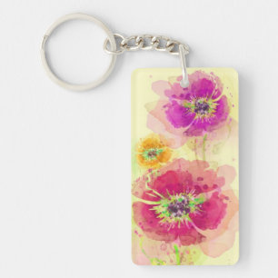 Porte-clés Pavots peints 2 d'aquarelle