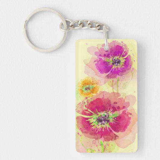 Porte-clés Pavots peints 2 d'aquarelle (Devant)