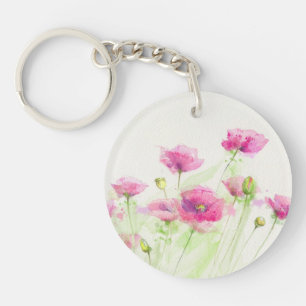 Porte-clés Pavots peints 3 d'aquarelle