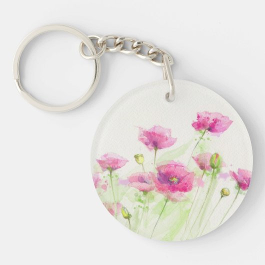 Porte-clés Pavots peints 3 d'aquarelle (Devant)
