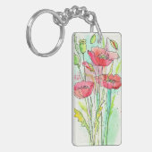 Porte-clés Pavots peints d'aquarelle (Devant gauche)