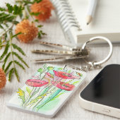 Porte-clés Pavots peints d'aquarelle (Devant droit)