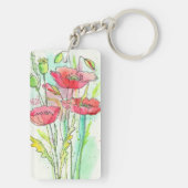 Porte-clés Pavots peints d'aquarelle (Dos)