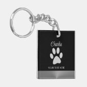 Porte-clés Paw Chien Argent sur arrière - plan noir (Devant gauche)
