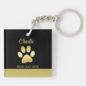 Porte-clés Paw chien brillant or sur arrière - plan noir (Dos)