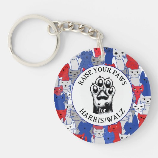 Porte-clés Paw de chat pour Harris/Walz Design (Devant)