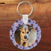 Porte-clés Paw print blue red heart name (Verso)