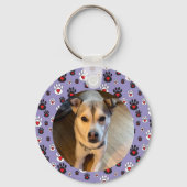 Porte-clés Paw print blue red heart name (Verso)