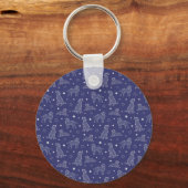 Porte-clés Paw Print Cookies Blue Pattern Monogram (Verso)
