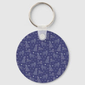 Porte-clés Paw Print Cookies Blue Pattern Monogram (Verso)