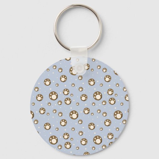 Porte-clés Paw Print Cookies Light Blue Pattern Monogram (Verso)