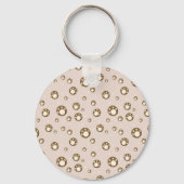 Porte-clés Paw Print Cookies Light Pink Pattern Monogram (Verso)