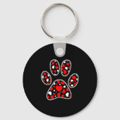 Porte-clés Paw Print Heart Pattern Valentines Day Cute Dog Pu (Recto)