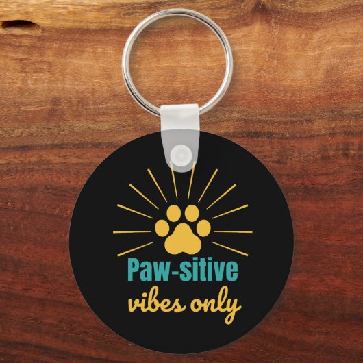 Porte-clés Paw-sitive Vibes Only cat lover (Recto)