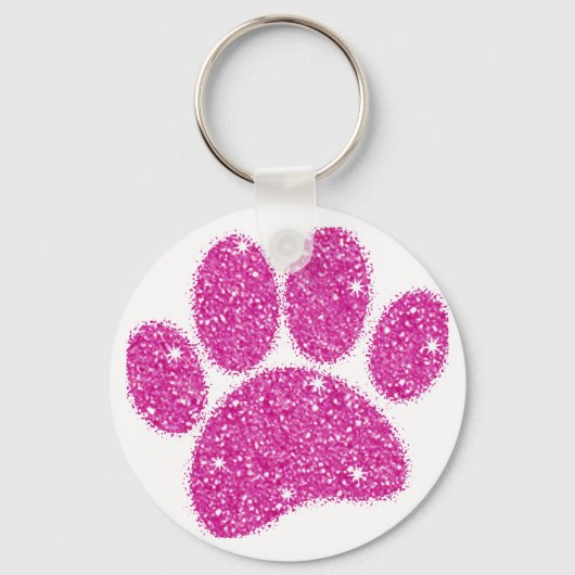 Porte-clés Pawprint de chien de Parties scintillant rose (Recto)