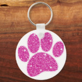Porte-clés Pawprint de chien de Parties scintillant rose (Verso)