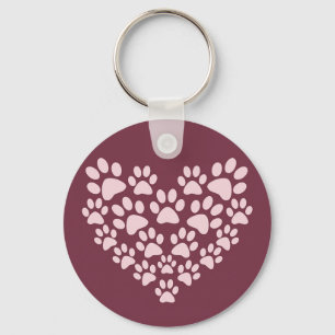 Porte-clés Pawprint Heart Button Keychain