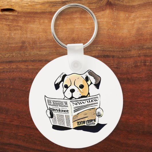 Porte-clés Pawsitive News Chien Lecture Journal T-shirt (Recto)