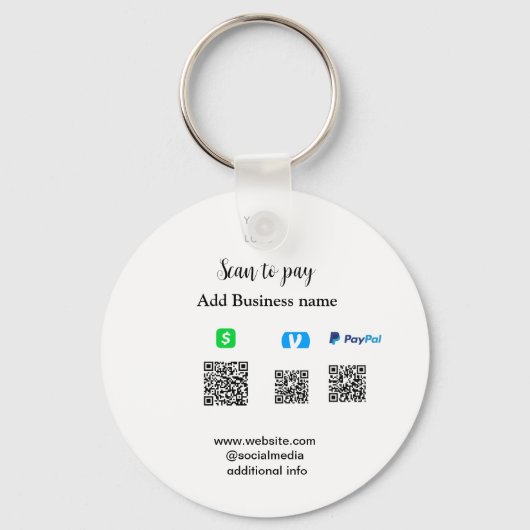 Porte-clés Paypal Cashapp venmo scan pour payer QR ajouter en (Recto)