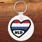 Porte-clés Pays-Bas Code Pays Drapeau Clavier Coeur, NLD (Recto)