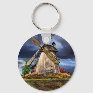 Porte-clés Pays-Bas Windmill Paysage Porte - clé peinture