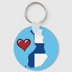 Porte-clés Pays de la Finlande coeur rouge