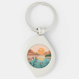 Porte-clés Paysage de coucher de soleil au lac de montagne pa
