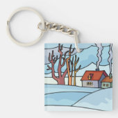 Porte-clés Paysage de maison d'hiver (Devant)