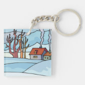 Porte-clés Paysage de maison d'hiver (Dos)