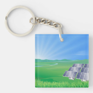 Porte-clés Paysage de panneaux solaires respectueux de l'envi