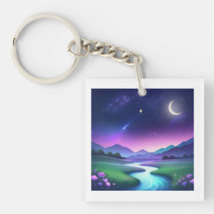 Porte-clés Paysage de rivière sous la lumière étoilée de rêve