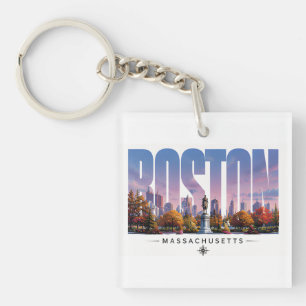 Porte-clés Paysage de voyage de l'horizon du port de Boston M