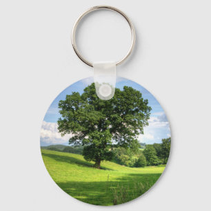 Porte-clés Paysage d'été vert de chêne beau
