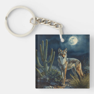 Porte-clés Paysage du désert de Coyote et de Moon