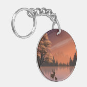 Porte-clés Paysage du lever du soleil avec lac et Deers-51207 (Devant gauche)