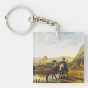Porte-clés Paysage fluvial avec cavaliers Aelbert Cuyp